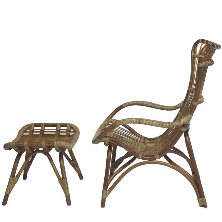 Monet Highback Rattan Lounge Chair and Footstool