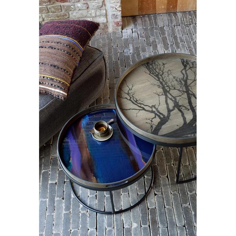 19-Inch Indigo Mirror Glass Decorative Tray