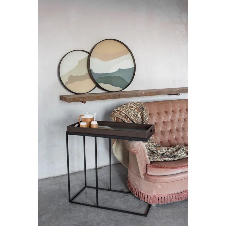 Slate Wabi Sabi Round Glass Tray with Autumn Tones, 24.5 Inch