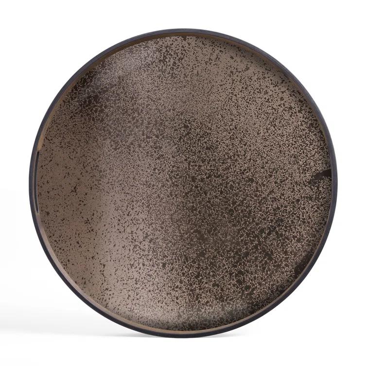 Small Bronze Mirror Round Decorative Tray