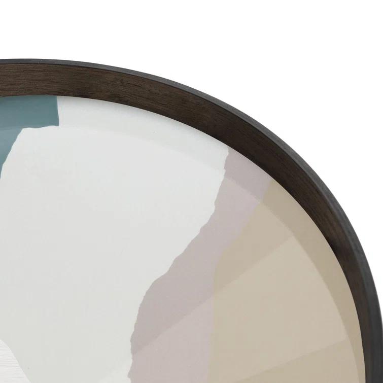 Slate Wabi Sabi Round Glass Tray with Autumn Tones, 24.5 Inch