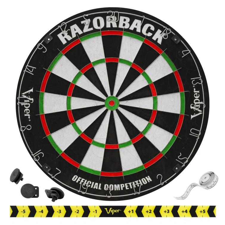 Viper Razorback Sisal/Bristle Dartboard with 22 Gram Steel Tip Darts, Laser Dart Throwline & Pro Score Digital Scoreboard (Set of 4)