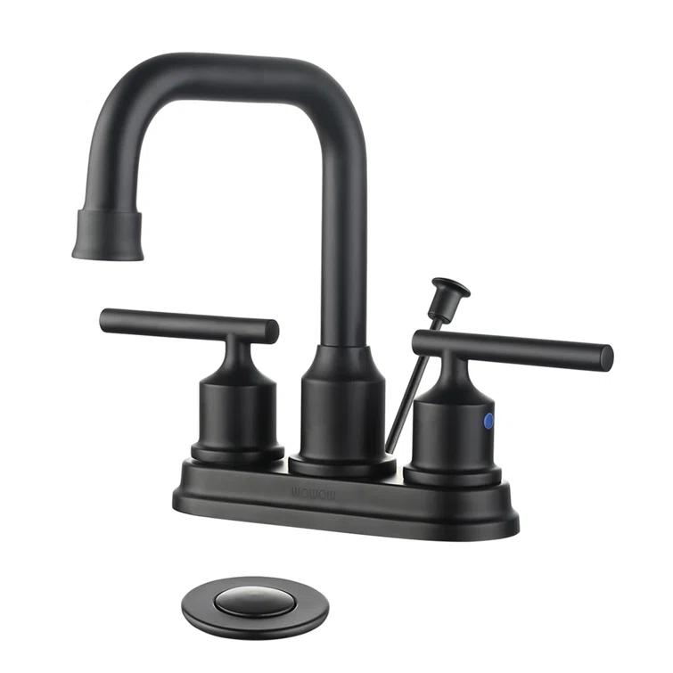 Centerset 2-handle Bathroom Faucet with Drain Assembly