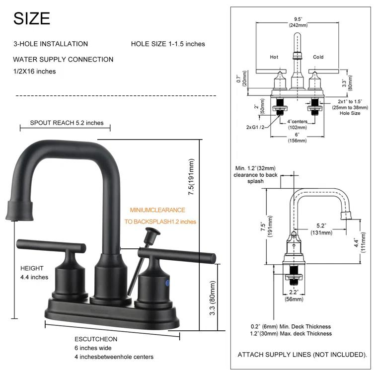 Centerset 2-handle Bathroom Faucet with Drain Assembly