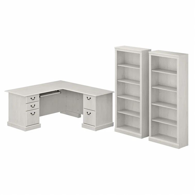 Saratoga 3 Piece L-Shape Computer Desk and Bookcase Office Set