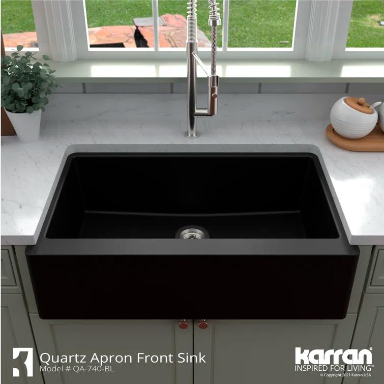 Karran Farmhouse/Apron-Front Quartz Composite 34'' X 21-1/4'' Single Bowl Kitchen Sink