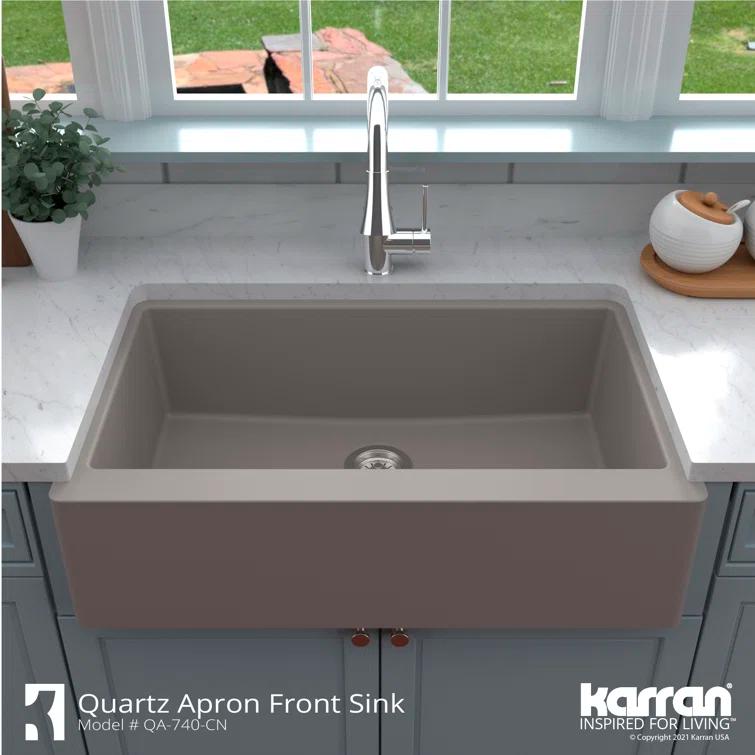 Karran Farmhouse/Apron-Front Quartz Composite 34'' X 21-1/4'' Single Bowl Kitchen Sink