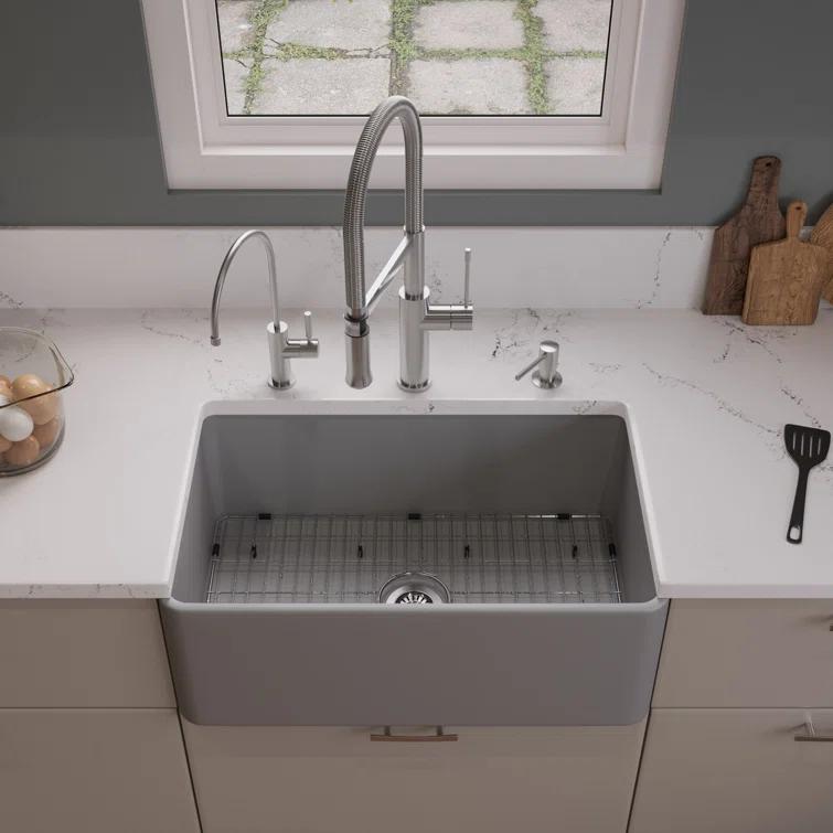 30'' L Farmhouse / Apron Single Bowl Fireclay Kitchen Sink