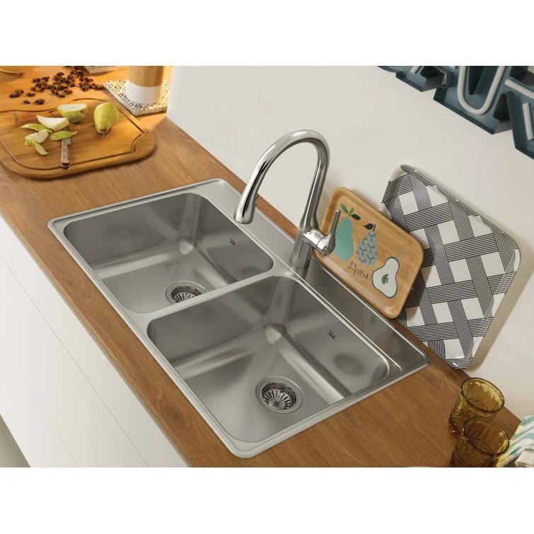 Creemore 33'' L Drop-In Double Bowl Stainless Steel Kitchen Sink