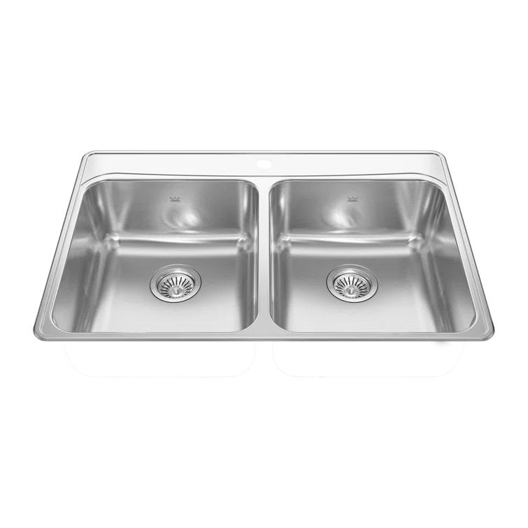 Creemore 33'' L Drop-In Double Bowl Stainless Steel Kitchen Sink