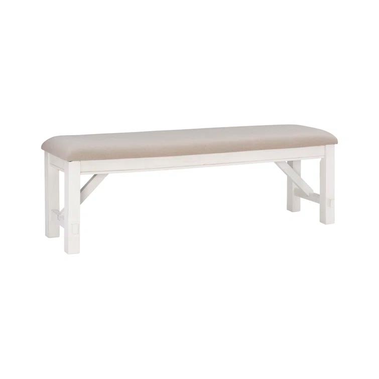 Gigi 60" Solid Wood and Upholstered Farmhouse Dining Bench