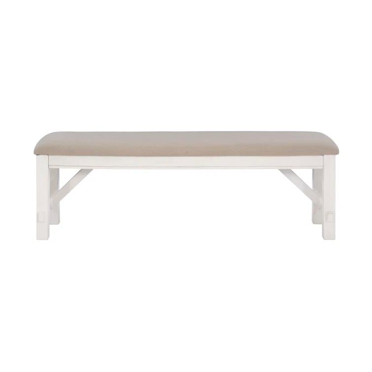 Gigi 60" Solid Wood and Upholstered Farmhouse Dining Bench
