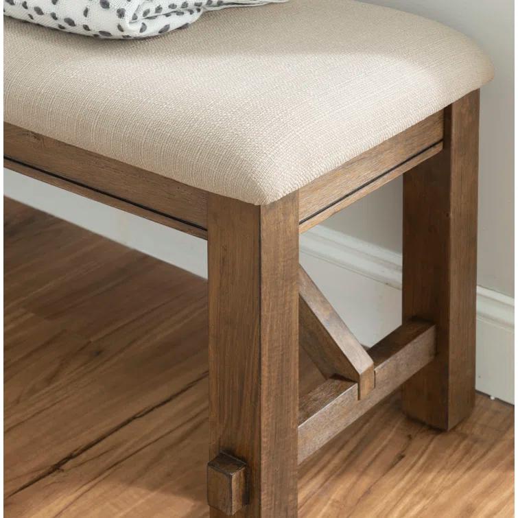 Gigi 60" Solid Wood and Upholstered Farmhouse Dining Bench