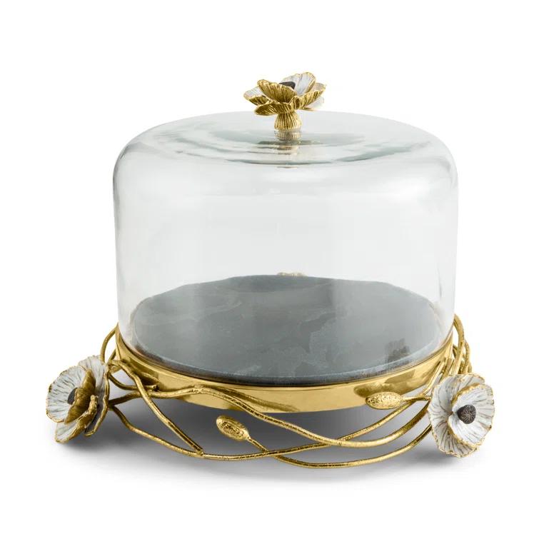 Handcrafted Glass Dome Cake Stand with Brass Base