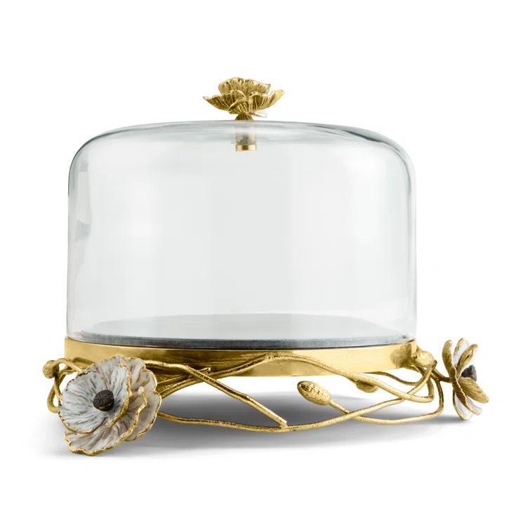 Handcrafted Glass Dome Cake Stand with Brass Base