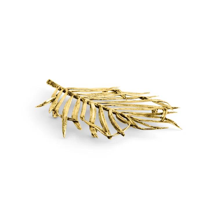 Luxurious Antique Gold Palm Leaf Textured Trivet