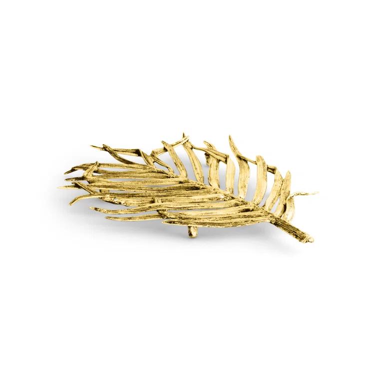 Luxurious Antique Gold Palm Leaf Textured Trivet