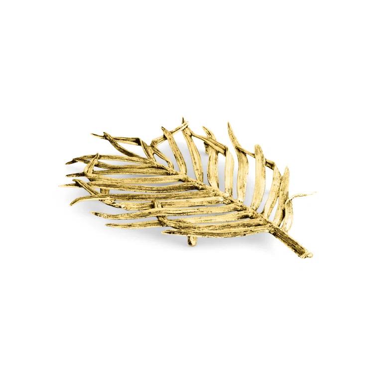 Luxurious Antique Gold Palm Leaf Textured Trivet