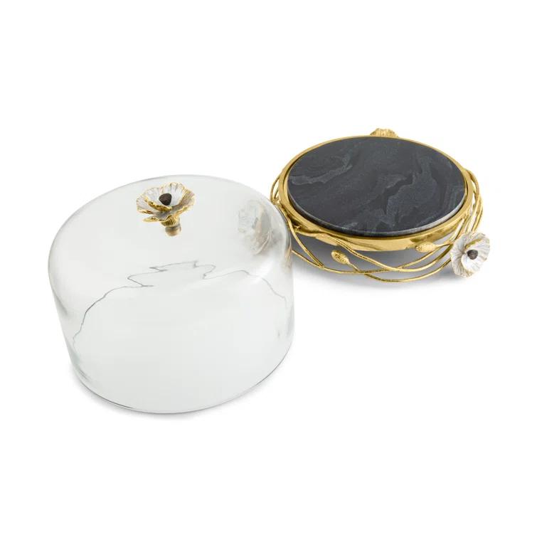 Handcrafted Glass Dome Cake Stand with Brass Base
