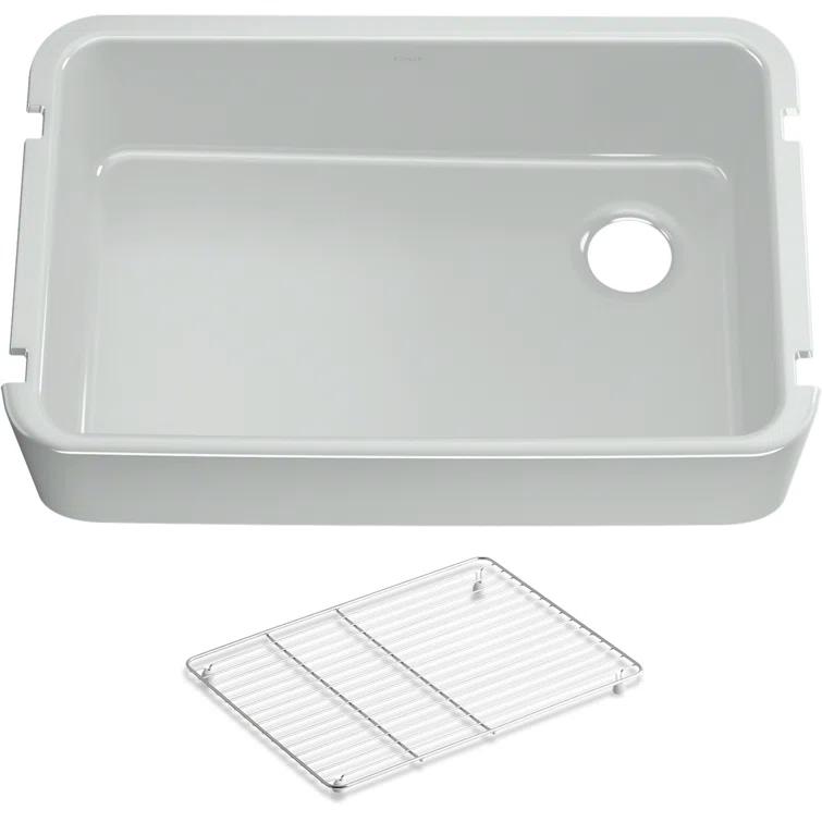 Ironridge 34" Undermount Single-Bowl Farmhouse Cast Iron Kitchen Sink with Apron Front