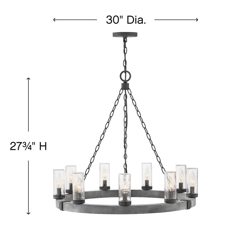 Sawyer 30" Nine-Light 12v Outdoor Candle Chandelier - LEDs Included