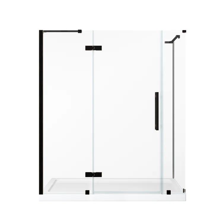Endless Tampa 60" W x 72" H Corner Frameless Shower Kit, Door, 2 Panel, Base
