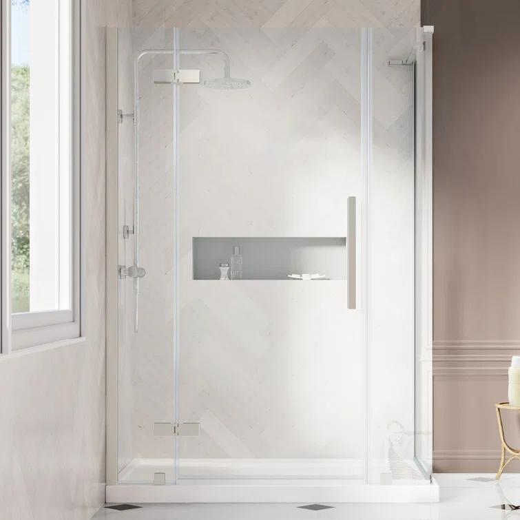 Ove Decors Endless Tampa 54" W x 72" H Corner Frameless Shower Kit, Door, Panel, Base | Wayfair