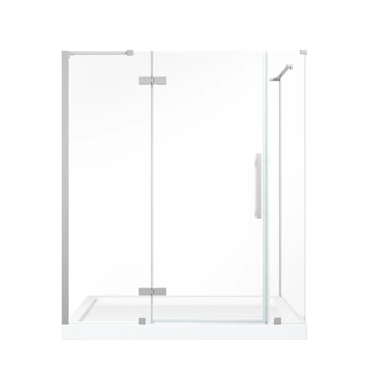 Endless Tampa 60" W x 72" H Corner Frameless Shower Kit, Door, 2 Panel, Base