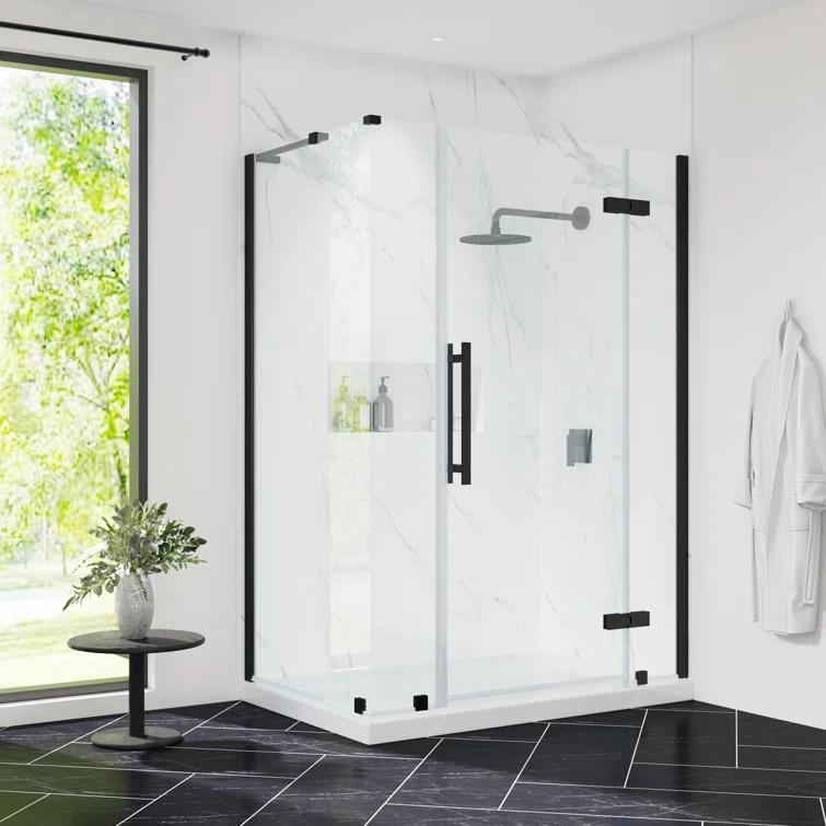 Ove Decors Endless Tampa 54" W x 72" H Corner Frameless Shower Kit, Door, Panel, Base TA1433430