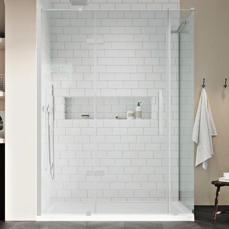 Endless Tampa 60" W x 72" H Corner Frameless Shower Kit, Door, 2 Panel, Base