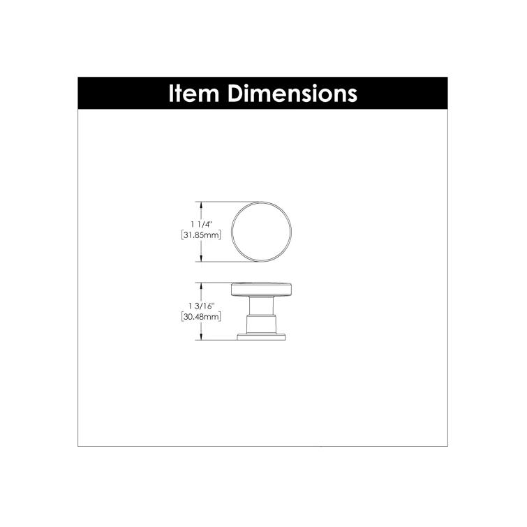 Belwith Keeler Urbane Collection Knob 1-1/4 Inch Diameter Satin Nickel Finish