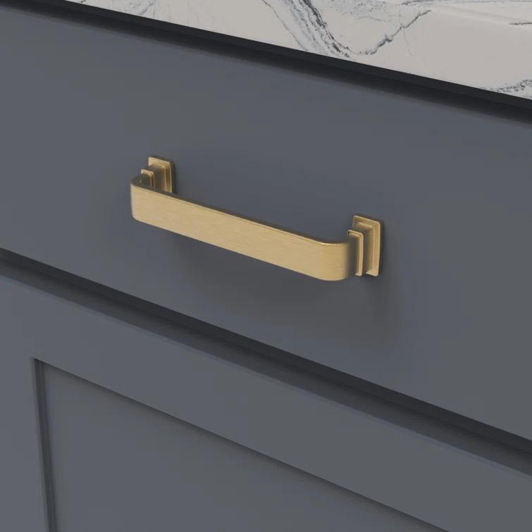 Brushed Golden Brass Bar Handle with Mounting Hardware