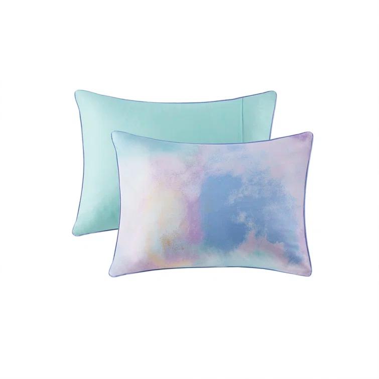 Intelligent Design Cassiopeia Watercolor Tie Dye Printed Duvet Cover Set with Throw Pillow