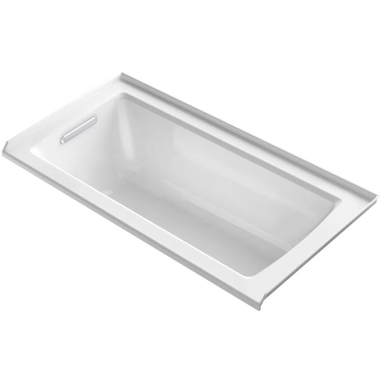 Archer 60" x 30" Alcove Soaking Bathtub with integral flange