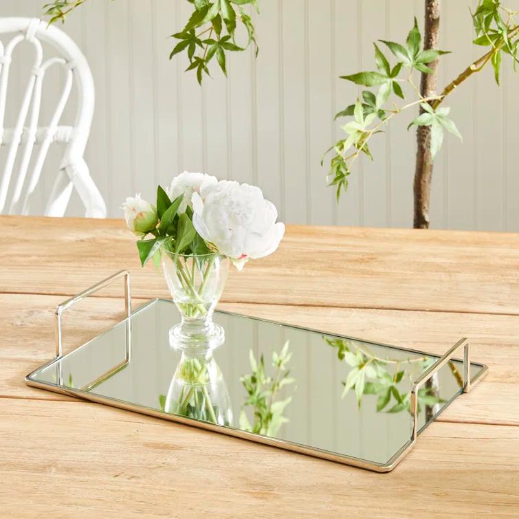 Gold and Glass Rectangular Decorative Tray