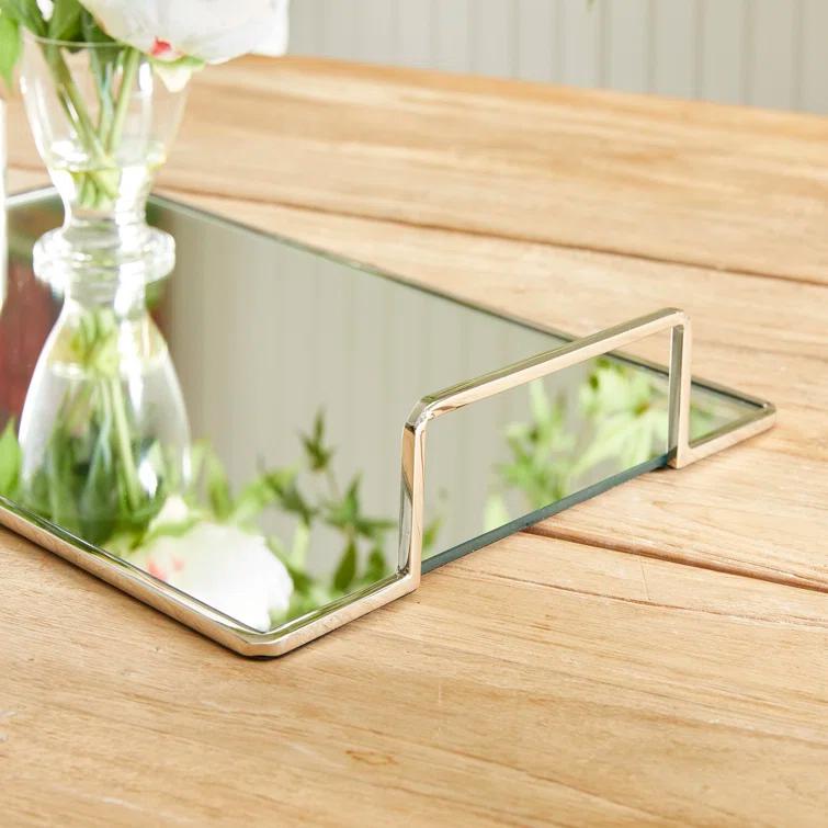 Gold and Glass Rectangular Decorative Tray