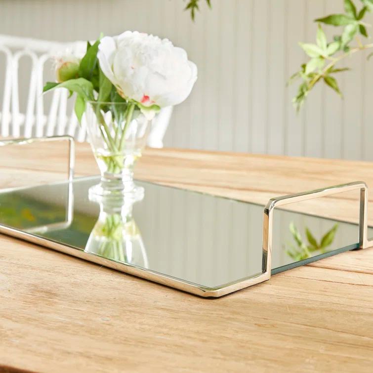 Gold and Glass Rectangular Decorative Tray