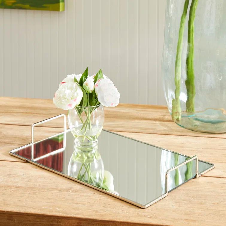 Gold and Glass Rectangular Decorative Tray