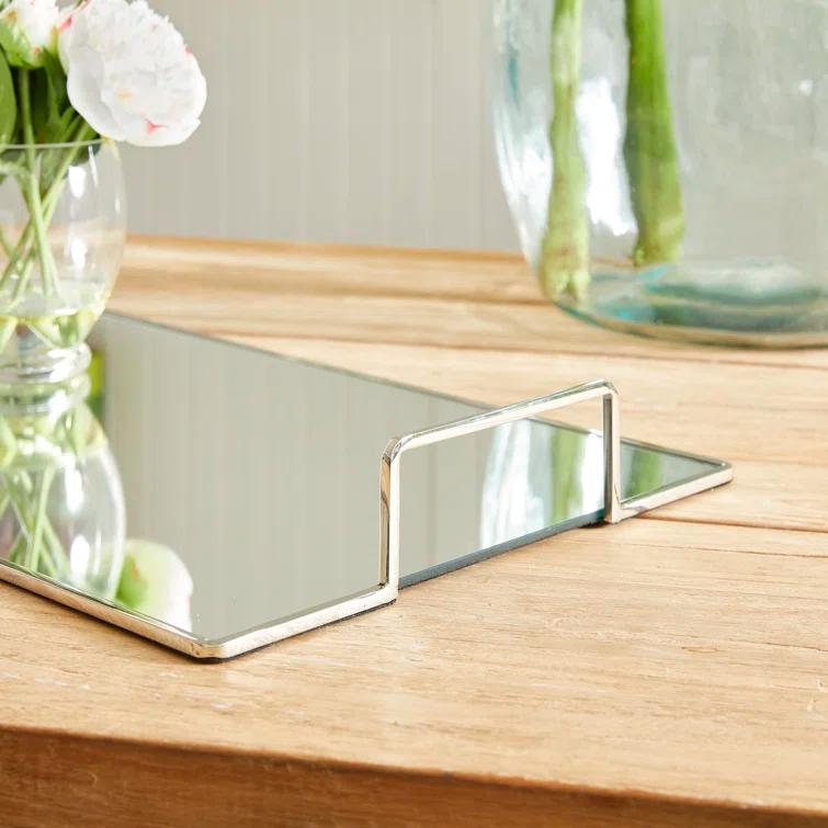 Gold and Glass Rectangular Decorative Tray