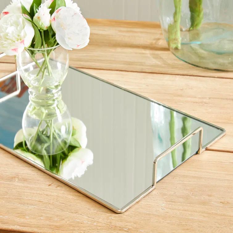 Gold and Glass Rectangular Decorative Tray