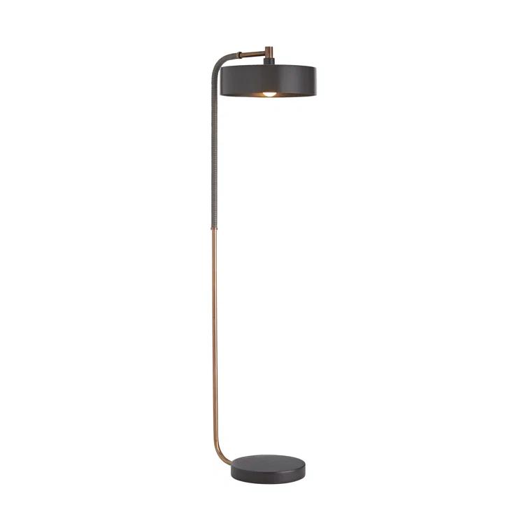 Aaron Adjustable Black and Brass Arched Floor Lamp