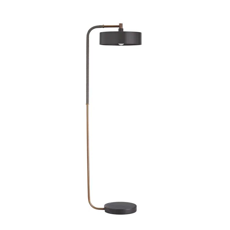 Aaron Adjustable Black and Brass Arched Floor Lamp