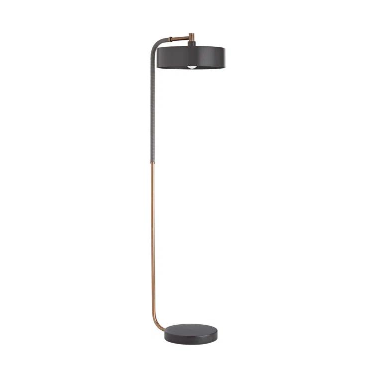 Aaron Adjustable Black and Brass Arched Floor Lamp