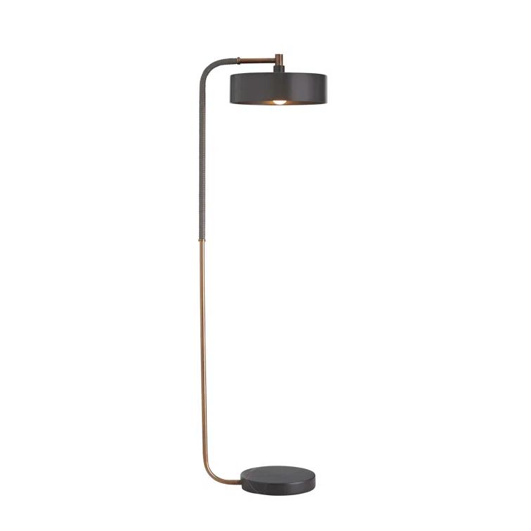 Aaron Adjustable Black and Brass Arched Floor Lamp