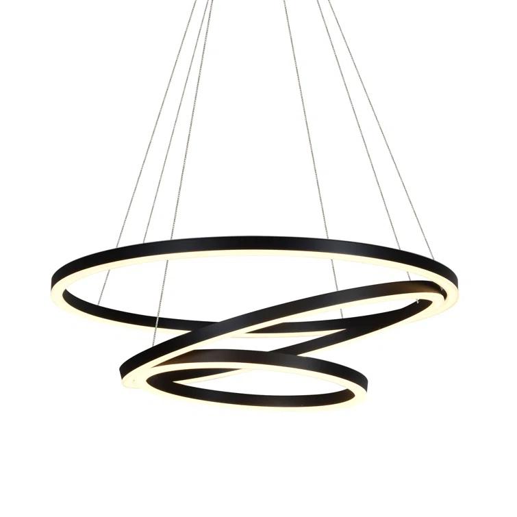 VONN Lighting Tania Trio 32-in Integrated LED Ring Pendant Height Adjustable ETL Certified Circular Chandelier
