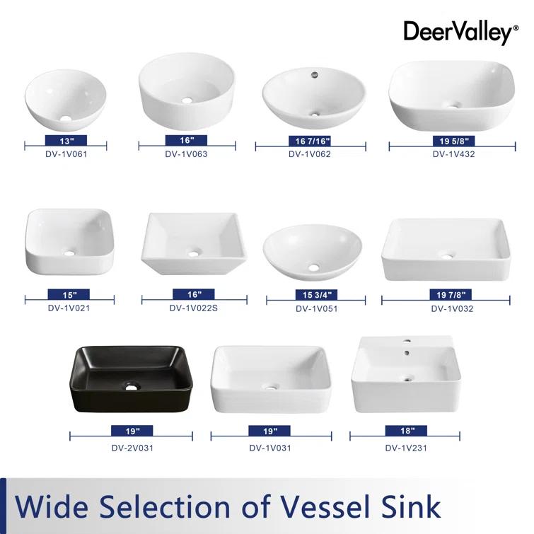 Ally 20" x 13'' Rectangular Vitreous China Vessel Bathroom Sink