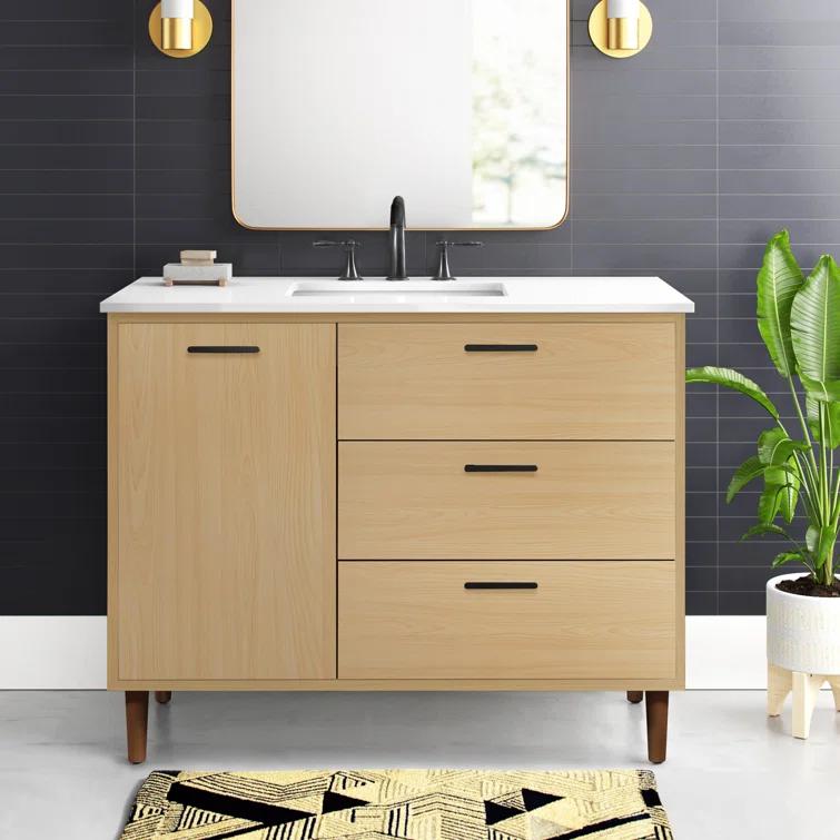 Baldwin 42'' Single Bathroom Vanity with Engineered Marble Top