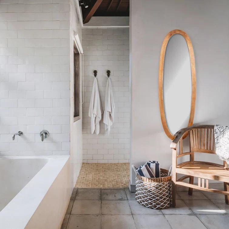 Gold Elongated Oval Wood Wall Mirror