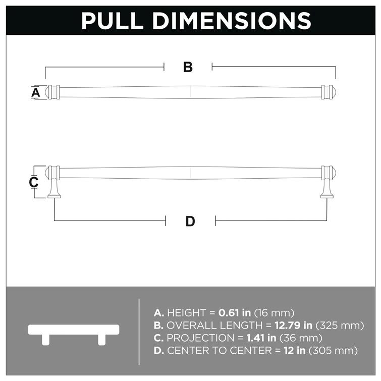 Venetian Bronze 12'' Bar Pull with Mounting Hardware