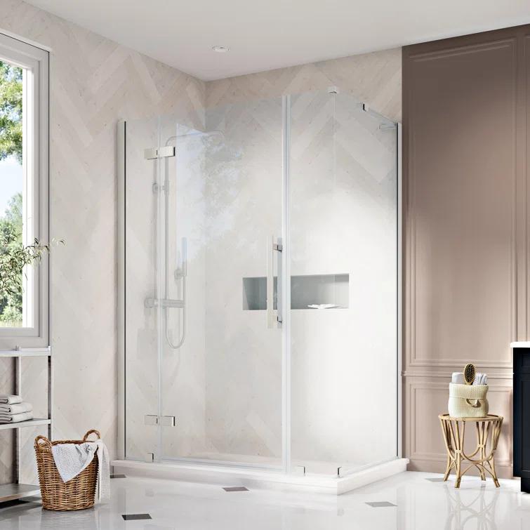 Endless Tampa 46" W x 72" H Corner Frameless Shower Kit, Door, 2 Panel
